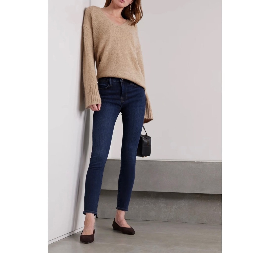 Frame Le Skinny de Jeanne Stretch Jeans Size 28 Queens Way Wash Dark Blue Denim